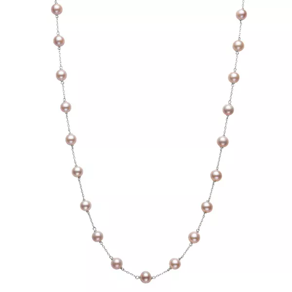 Pink Freshwater Pearl Station Necklace (6–7mm)