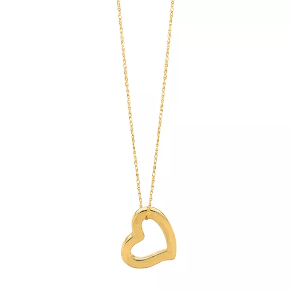 Open Heart Gold Pendant Necklace
