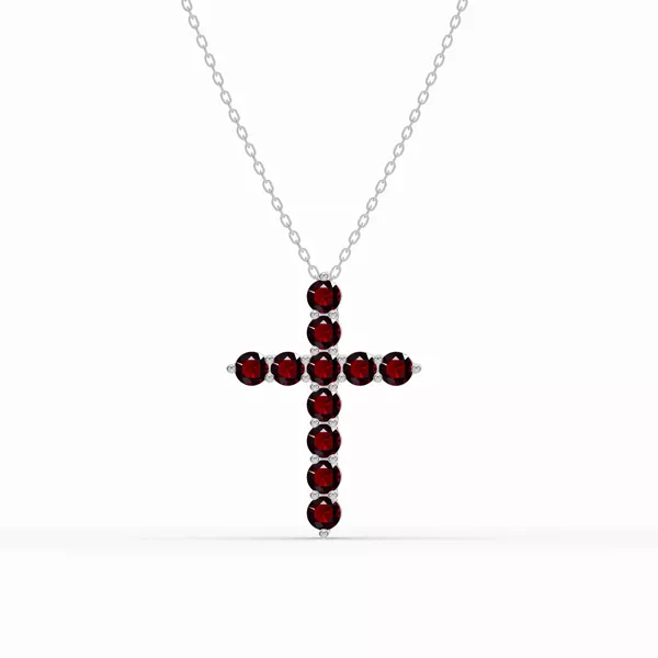 Garnet Cross Necklace