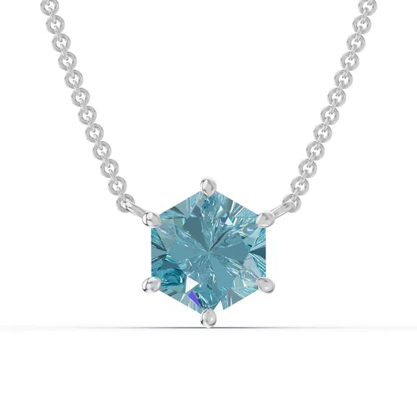 Hexagon Sky Blue Topaz Necklace