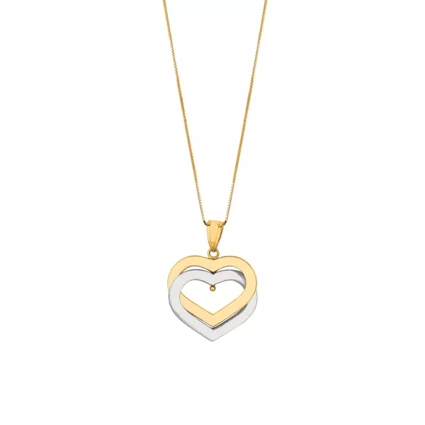 Interlocking Two-Tone Hearts Gold Necklace