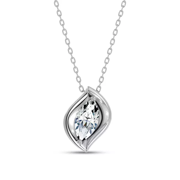 Draped Marquise Lab Diamond Silver Pendant Necklace by Christian Siriano