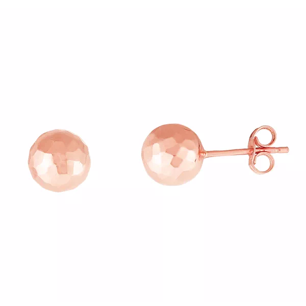 Hammered Gold Ball Stud Earrings (7mm)