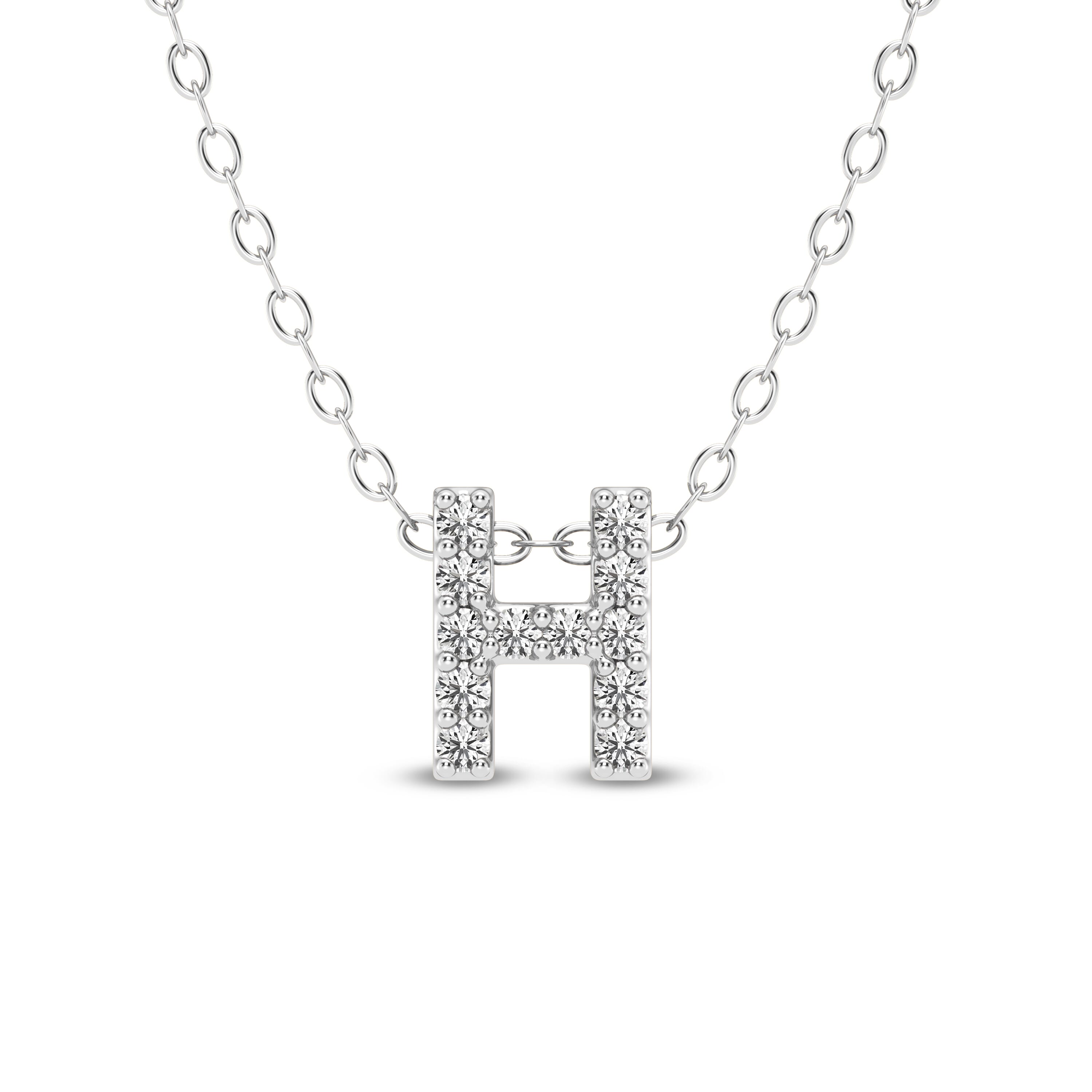 Petite Diamond Initial Necklace – H