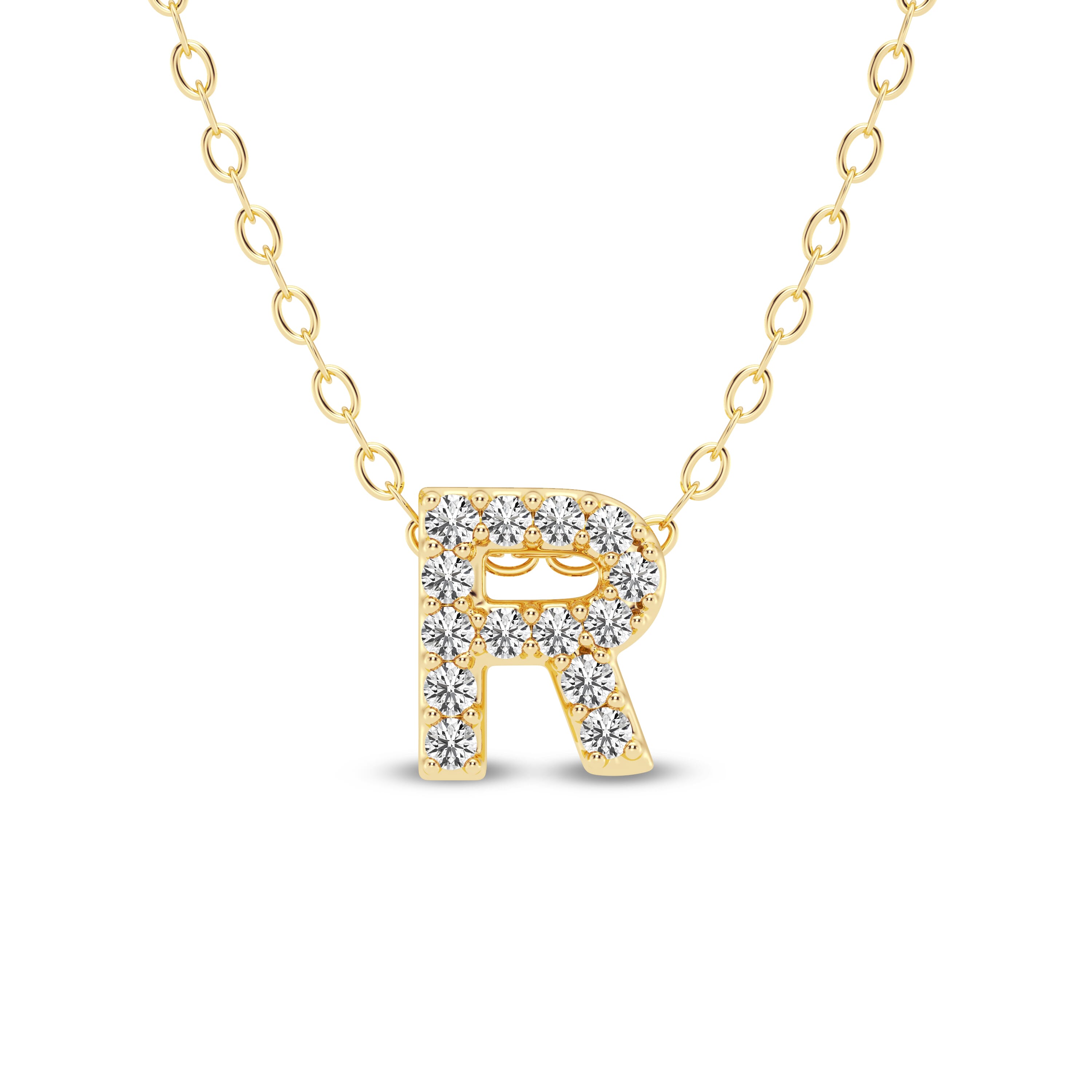 Petite Diamond Initial Necklace – R