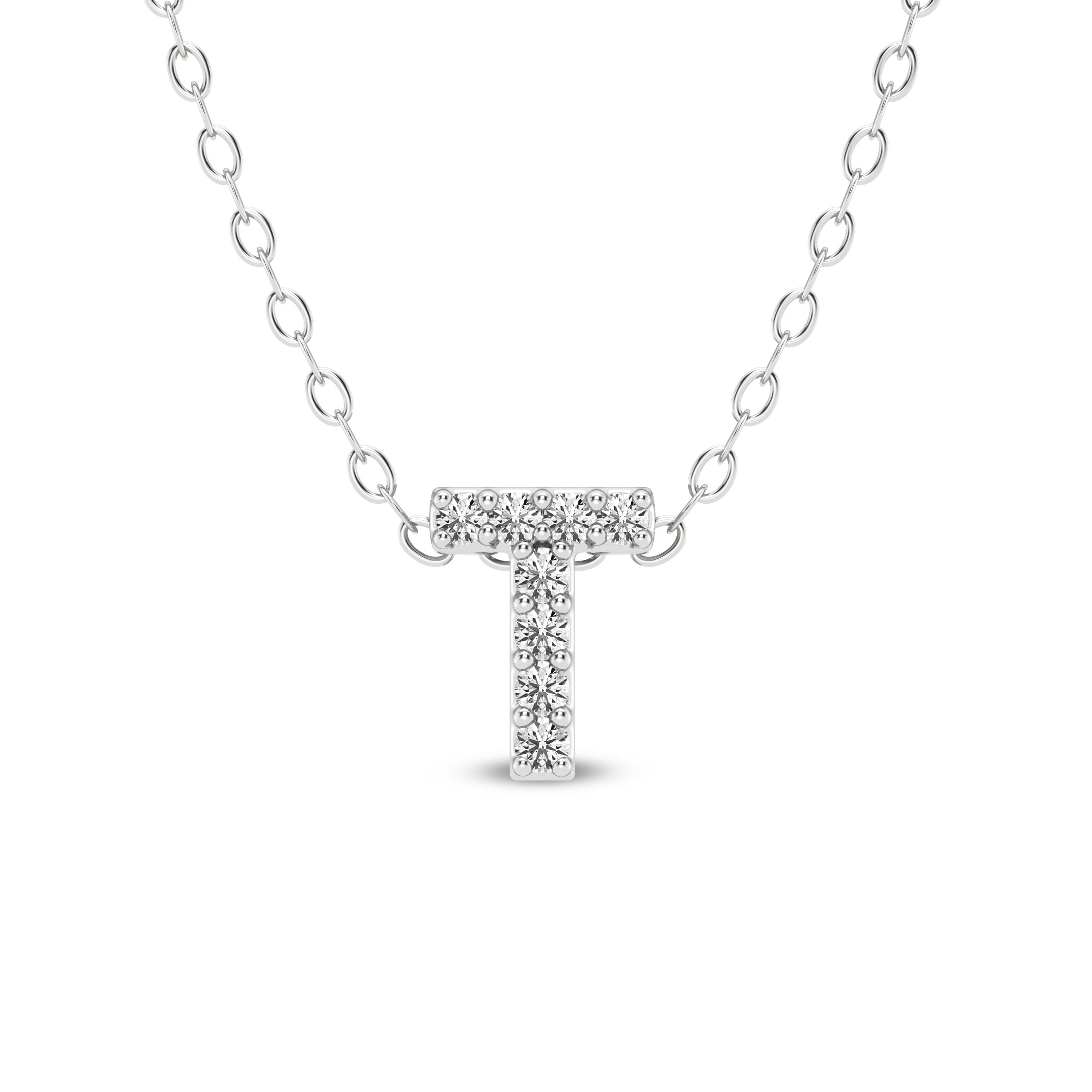 Petite Diamond Initial Necklace – T