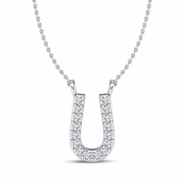 Diamond Initial Necklace – U