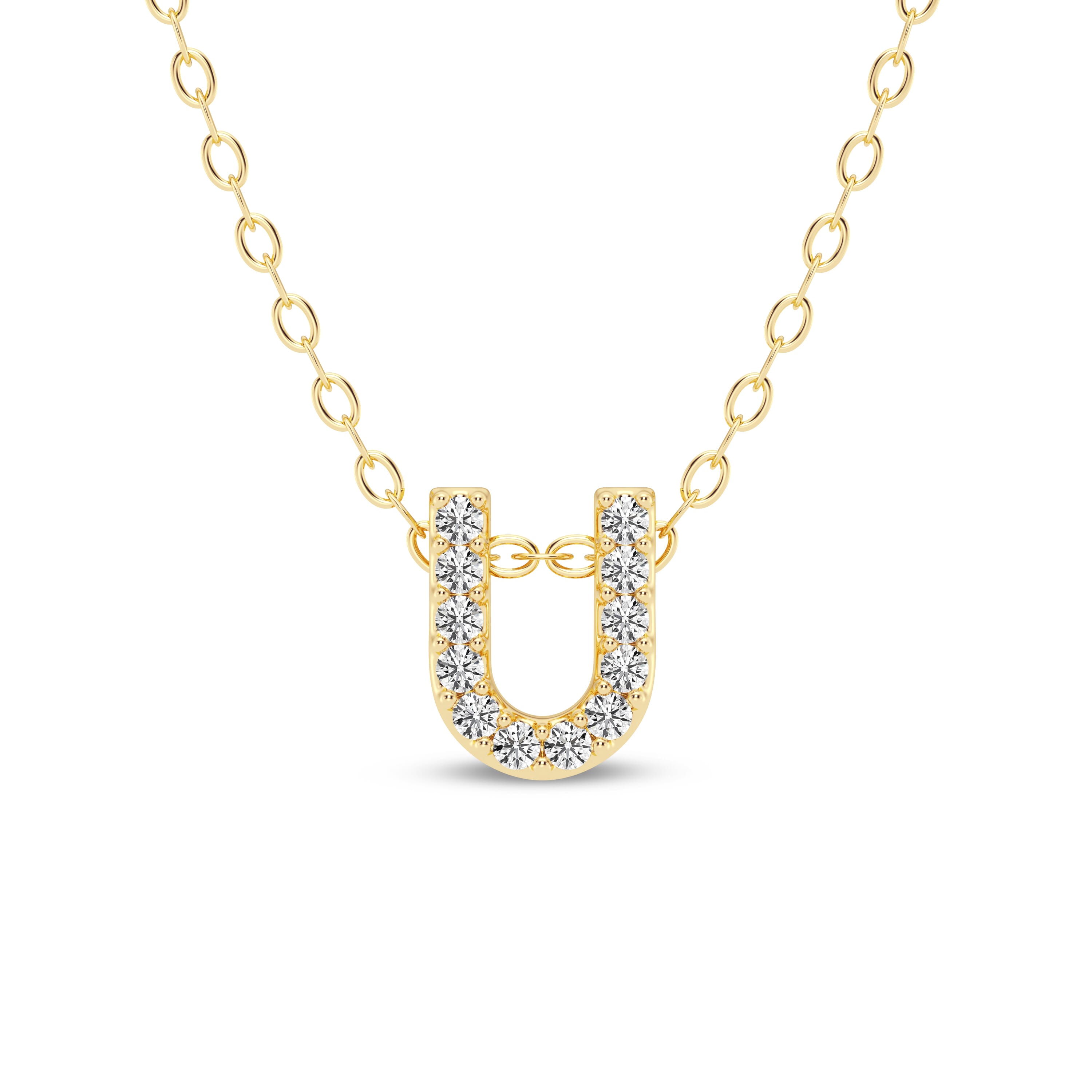 Petite Diamond Initial Necklace – U