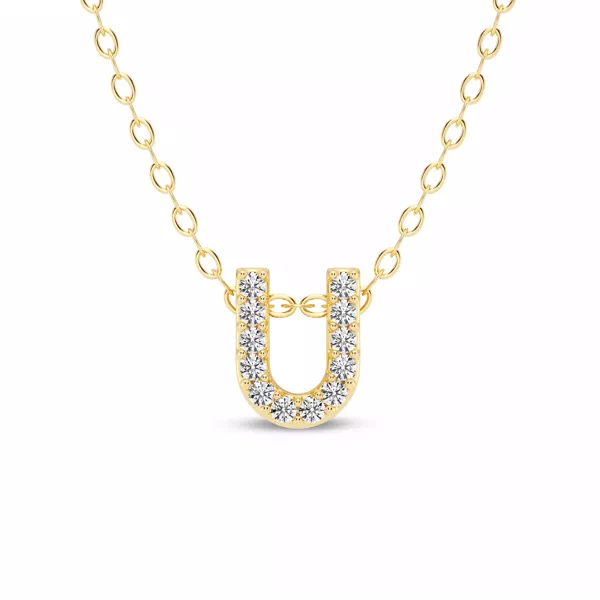Petite Diamond Initial Necklace – U
