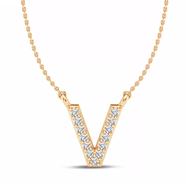Diamond Initial Necklace – V