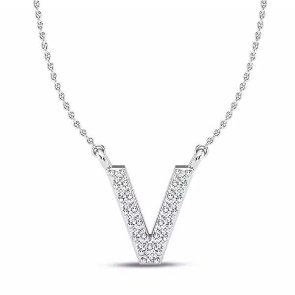 Diamond Initial Necklace – V