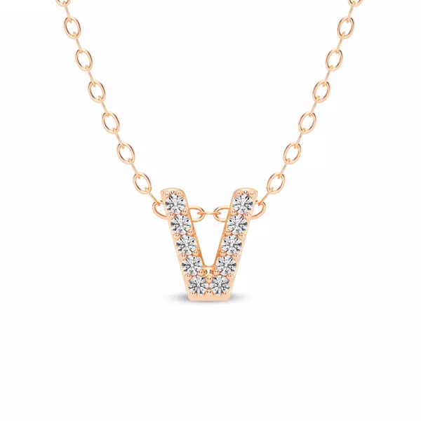 Petite Diamond Initial Necklace – V