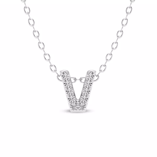 Petite Diamond Initial Necklace – V