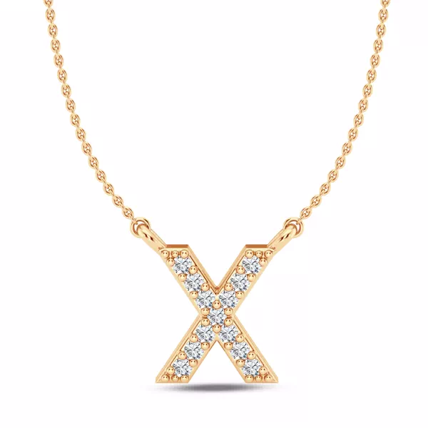 Diamond Initial Necklace – X