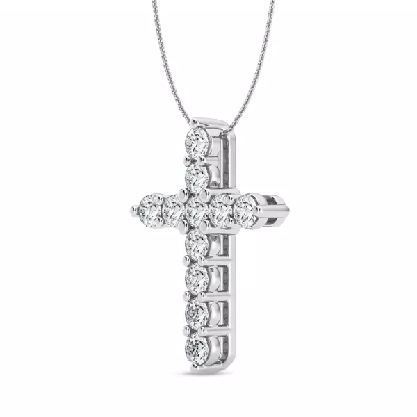 Classic Shared Prong Diamond Cross Necklace (2 ct. tw.)