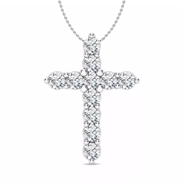 Classic Shared Prong Diamond Cross Necklace (3 ct. tw.)