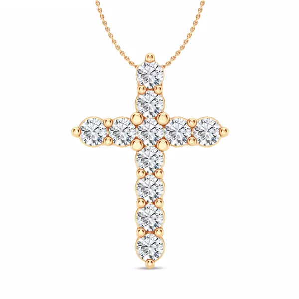 Classic Shared Prong Diamond Cross Necklace (3 ct. tw.)