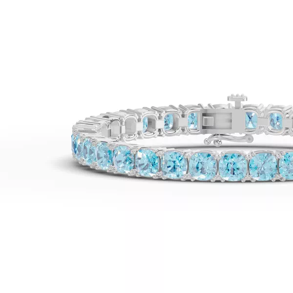 Swiss Blue Topaz Cushion Tennis Bracelet