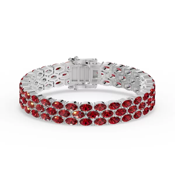Triple Row Oval Garnet Bracelet