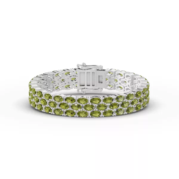 Triple Row Oval Peridot Bracelet