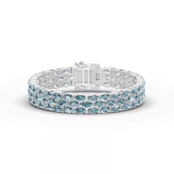 Triple Row Oval Swiss Blue Topaz Bracelet
