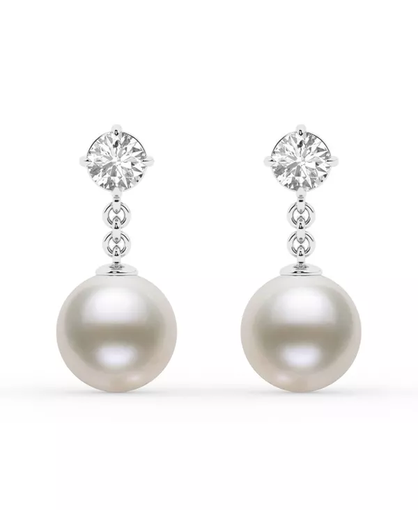 Round Lab Diamond & Freshwater Pearl Drop Earrings (1 ct. tw.)