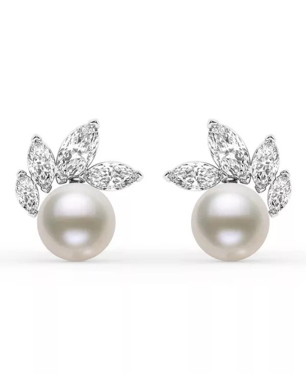 Marquise Crown Lab Diamond & Freshwater Pearl Earrings