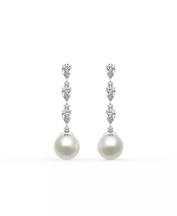 Pear Lab Diamond & Freshwater Pearl Drop Earrings