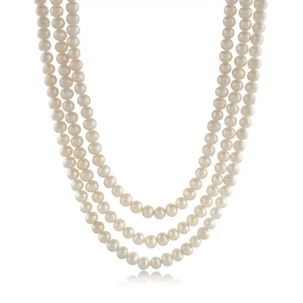 Freshwater Pearl Triple-Row Necklace (7–8mm)