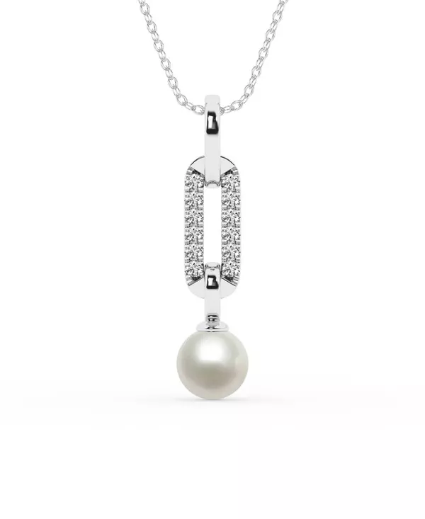 Lab Diamond Link & Freshwater Pearl Necklace