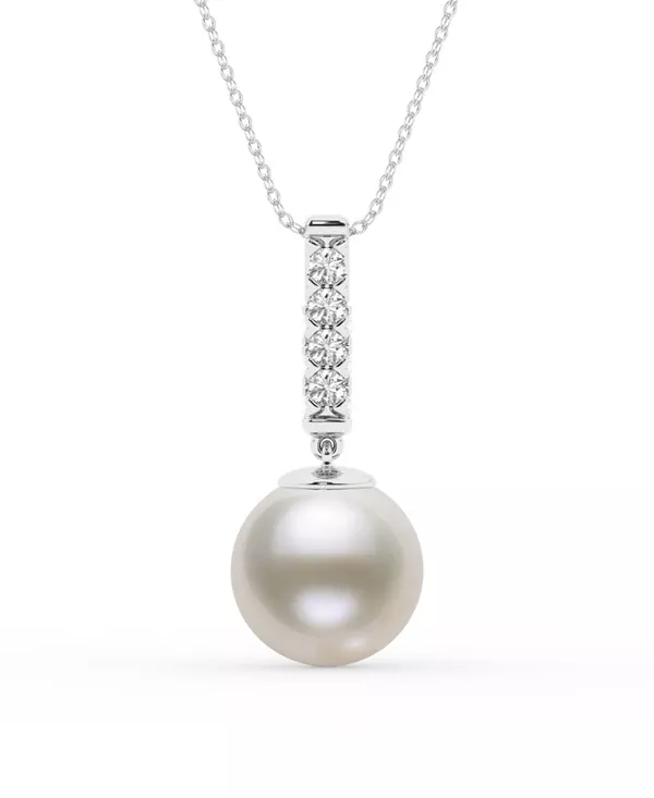Lab Diamond Bar & Freshwater Pearl Necklace