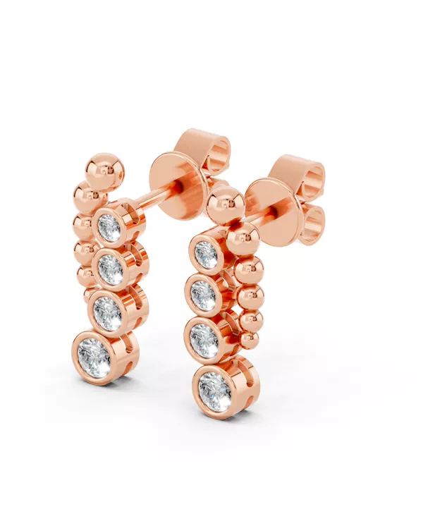 Beaded Bezel Lab Diamond Drop Earrings