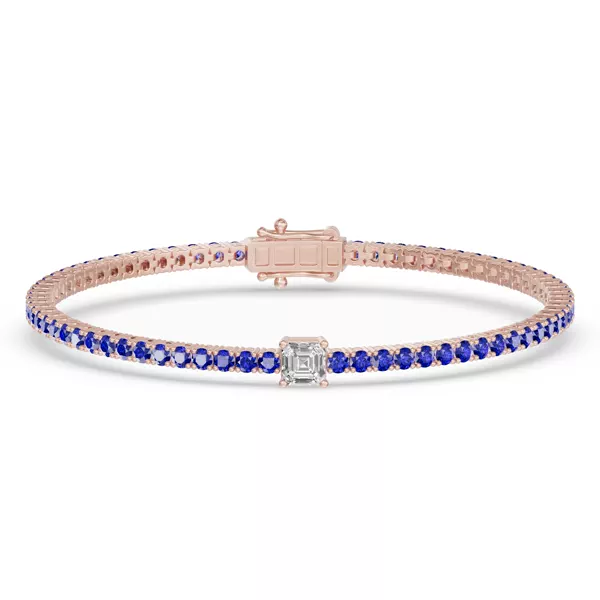 Lunava Sapphire & Asscher Lab Diamond Tennis Bracelet
