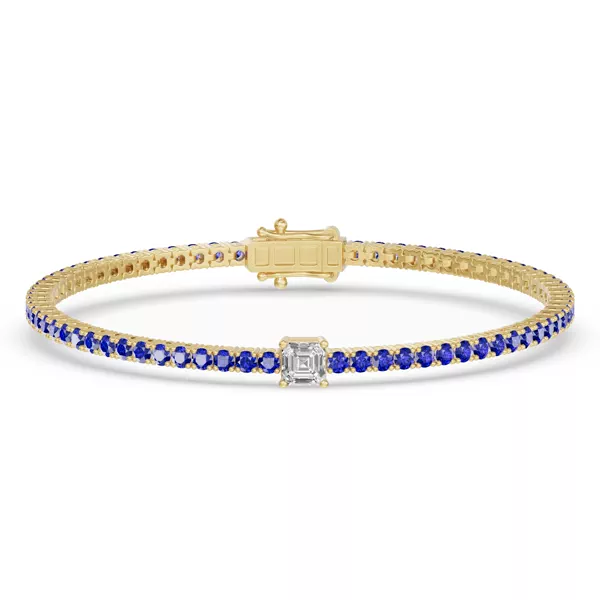 Lunava Sapphire & Asscher Lab Diamond Tennis Bracelet
