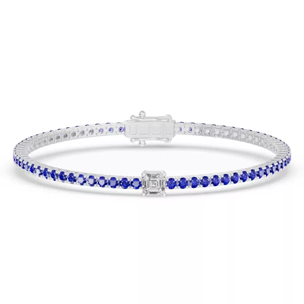 Lunava Sapphire & Asscher Lab Diamond Tennis Bracelet