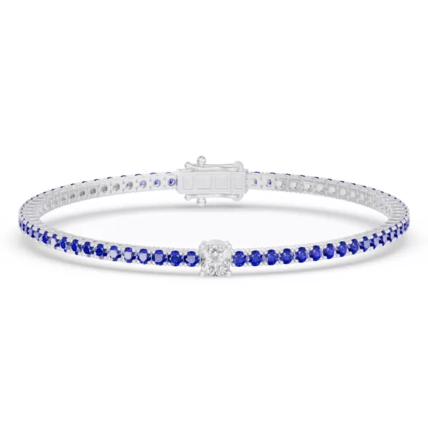 Lunava Sapphire & Cushion Lab Diamond Tennis Bracelet