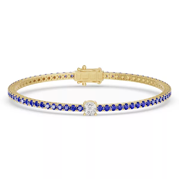 Lunava Sapphire & Cushion Lab Diamond Tennis Bracelet