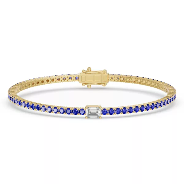 Lunava Sapphire & Emerald-Cut Lab Diamond Tennis Bracelet