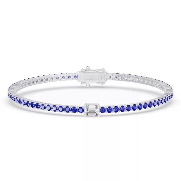 Lunava Sapphire & Emerald-Cut Lab Diamond Tennis Bracelet