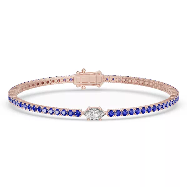 Lunava Sapphire & Marquise Lab Diamond Tennis Bracelet
