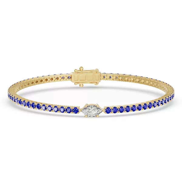 Lunava Sapphire & Marquise Lab Diamond Tennis Bracelet