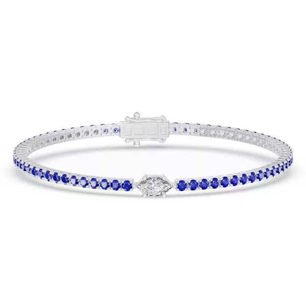 Lunava Sapphire & Marquise Lab Diamond Tennis Bracelet