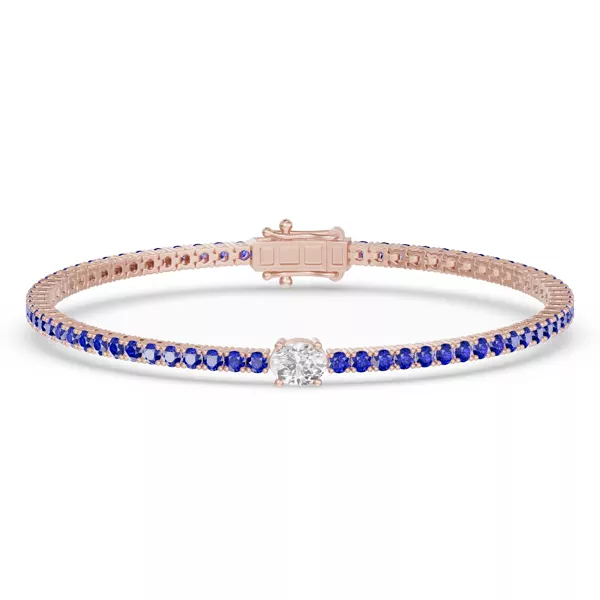 Lunava Sapphire & Oval Lab Diamond Tennis Bracelet