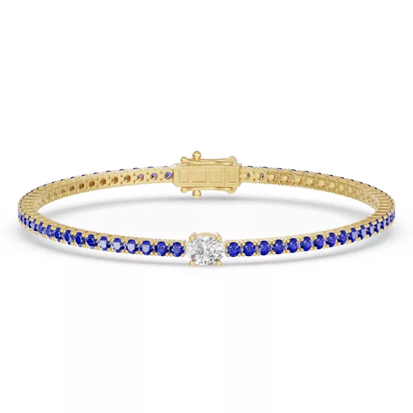 Lunava Sapphire & Oval Lab Diamond Tennis Bracelet