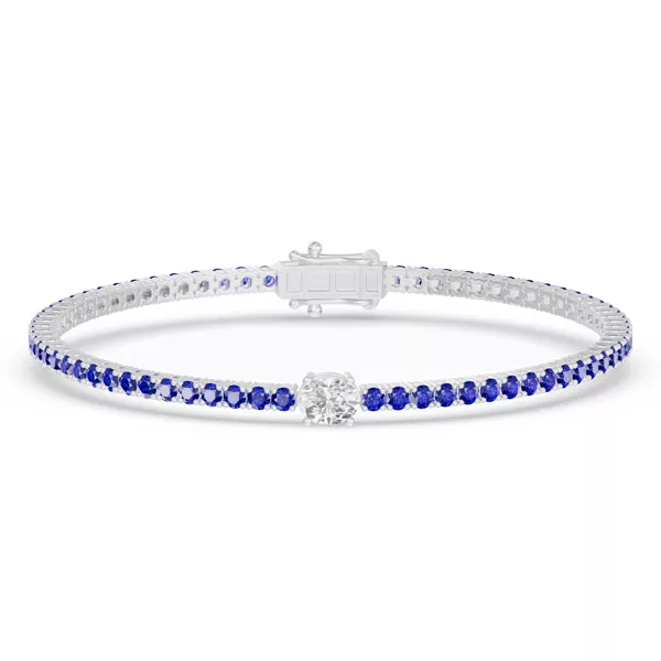 Lunava Sapphire & Oval Lab Diamond Tennis Bracelet