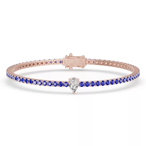 Lunava Sapphire & Pear Lab Diamond Tennis Bracelet