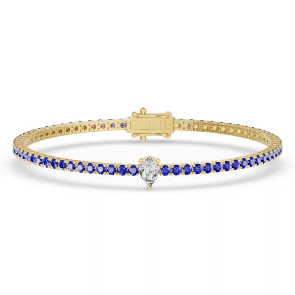 Lunava Sapphire & Pear Lab Diamond Tennis Bracelet
