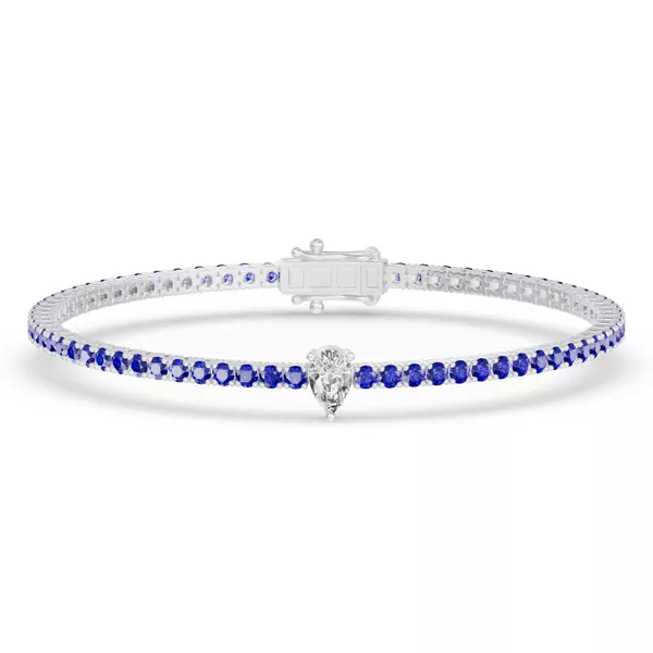 Lunava Sapphire & Pear Lab Diamond Tennis Bracelet