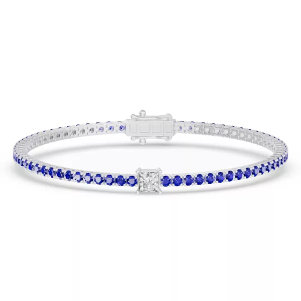 Lunava Sapphire & Princess Lab Diamond Tennis Bracelet