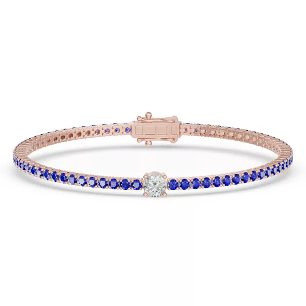 Lunava Sapphire & Round Lab Diamond Tennis Bracelet